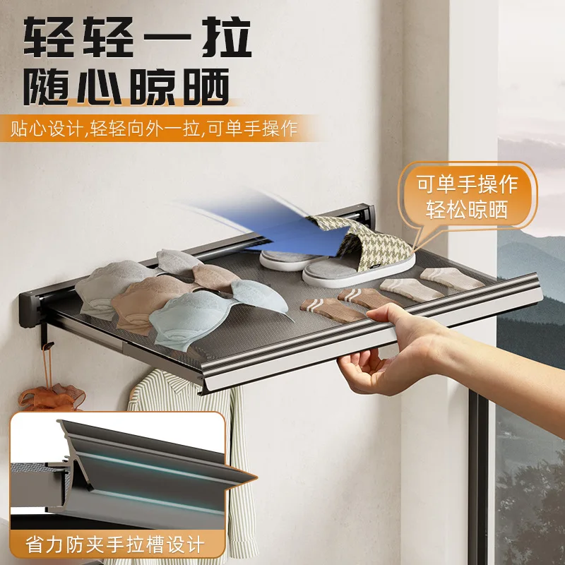 for No punching, folding drying net, retractable invisible rack, balcony drying artifact, sweater tiled drying net pocket