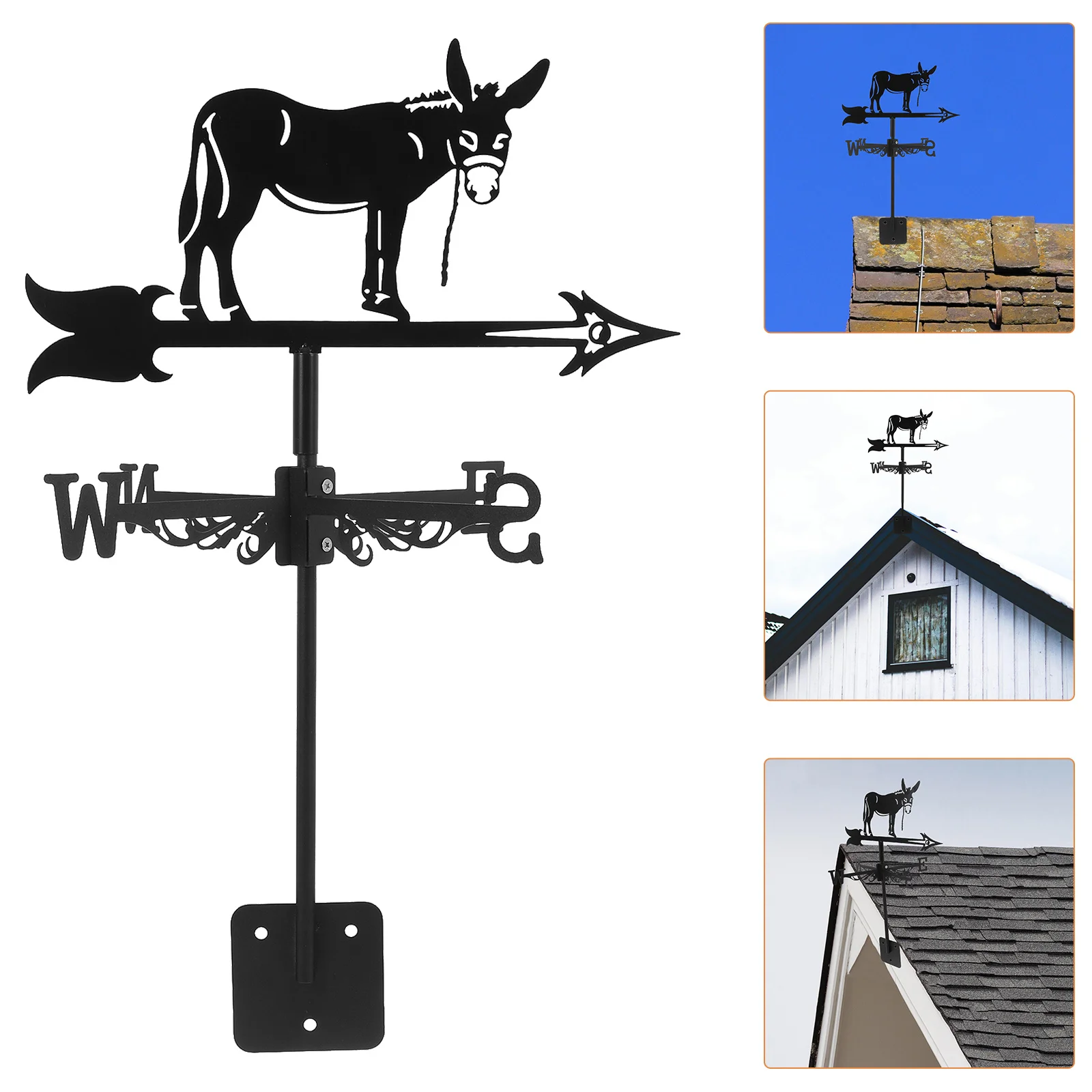 

Donkey Iron Weathervane Outdoor Decorative Garden Lawn Roof Mounted Metal Wind Direction Indicator Weather Vane