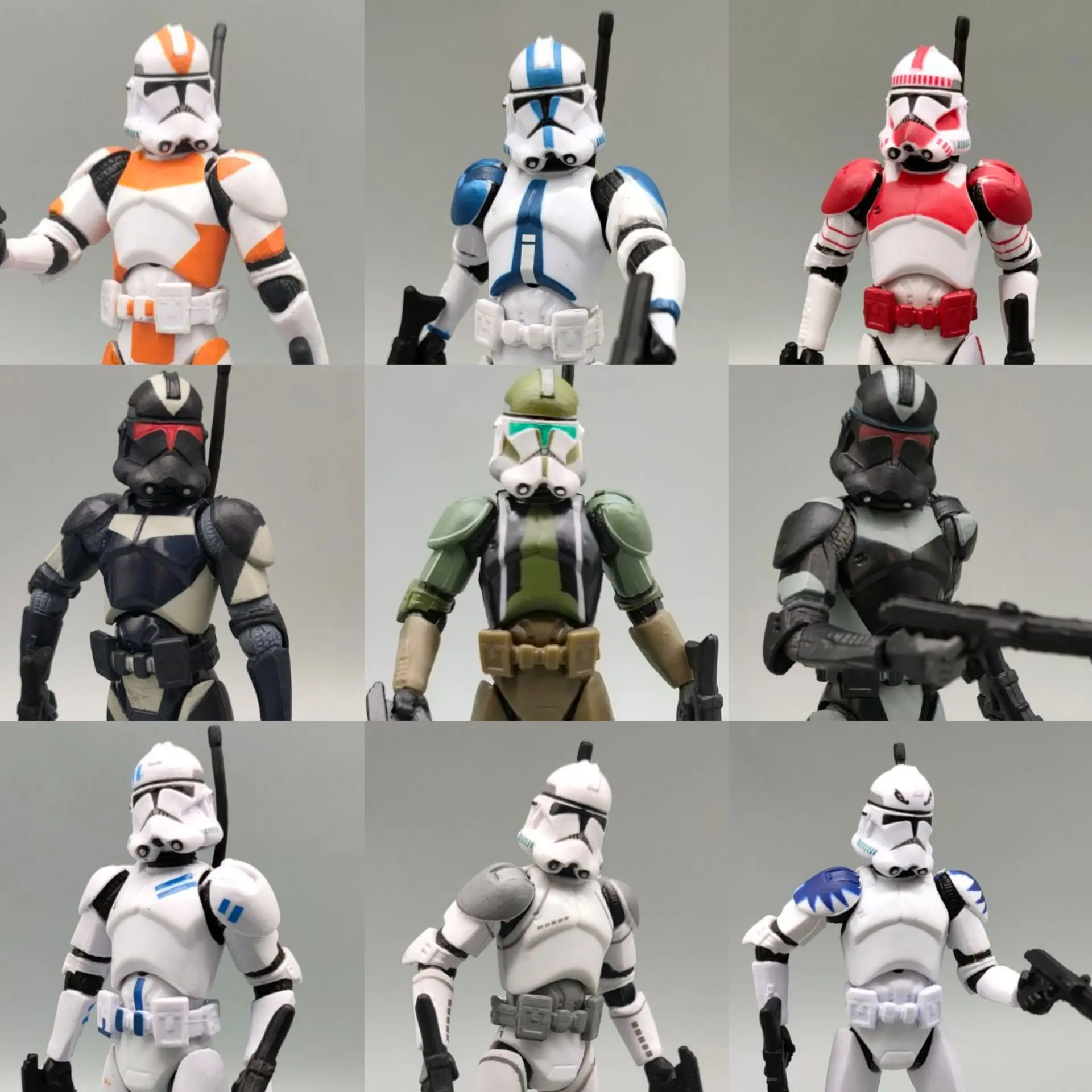 5個セット-スター・ウォーズ-リパブリック・クローン・トルーパー-エリート・フォース-501st-442nd-シャドウ・ウタパウ・グリー・ショック・バトルメント-375インチ-ルースアクションフィギュア
