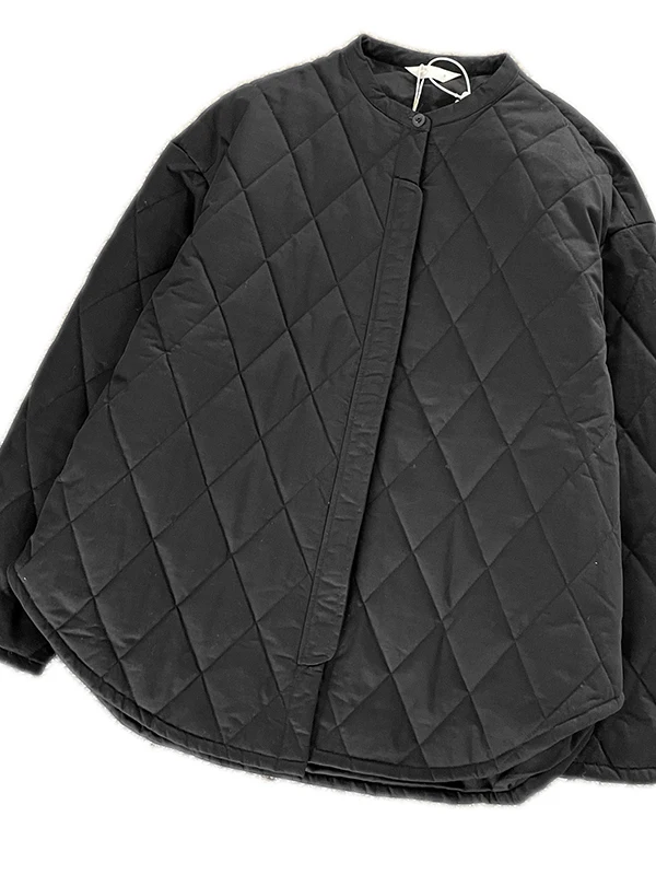 日本製 スレ ダイヤモンド柄 コットンジャケット レディース 冬用 ゆったり カジュアル 多用途 軽量 中綿入り 暖かい コットン トップス
