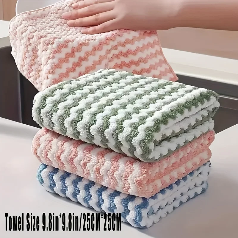 5pcs Kitchen Dishwashing Cloth Superfine Fiber Water Absorbent Cleaning Cloth Multipurpose Household Cleaning Tools