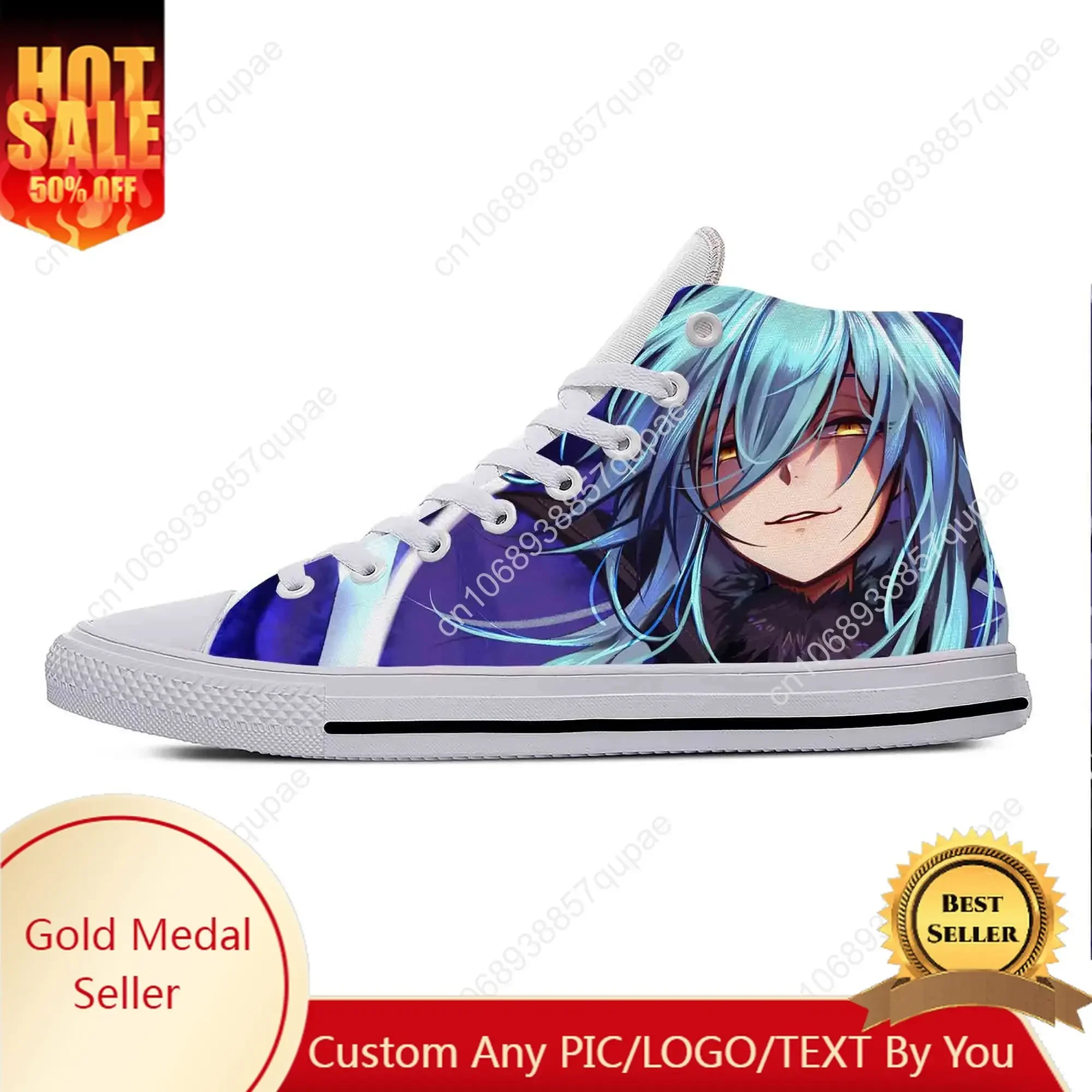 Hot Rimuru Tempest Tensei Shitara Slime Datta Ken Casual Cloth Shoes High Top Lightweight Breathable 3D Print Men Women Sneakers