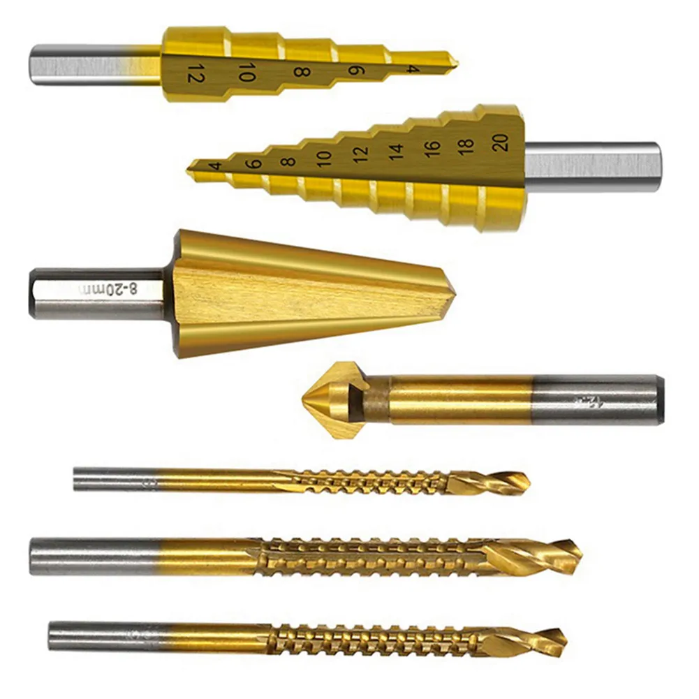 Imagem -02 - Passo Broca Viu Guarda-chuva Chanfro Bit Reta Titânio Fresa 412 20 mm mm Furo de Metal Madeira Cone Broca Peças