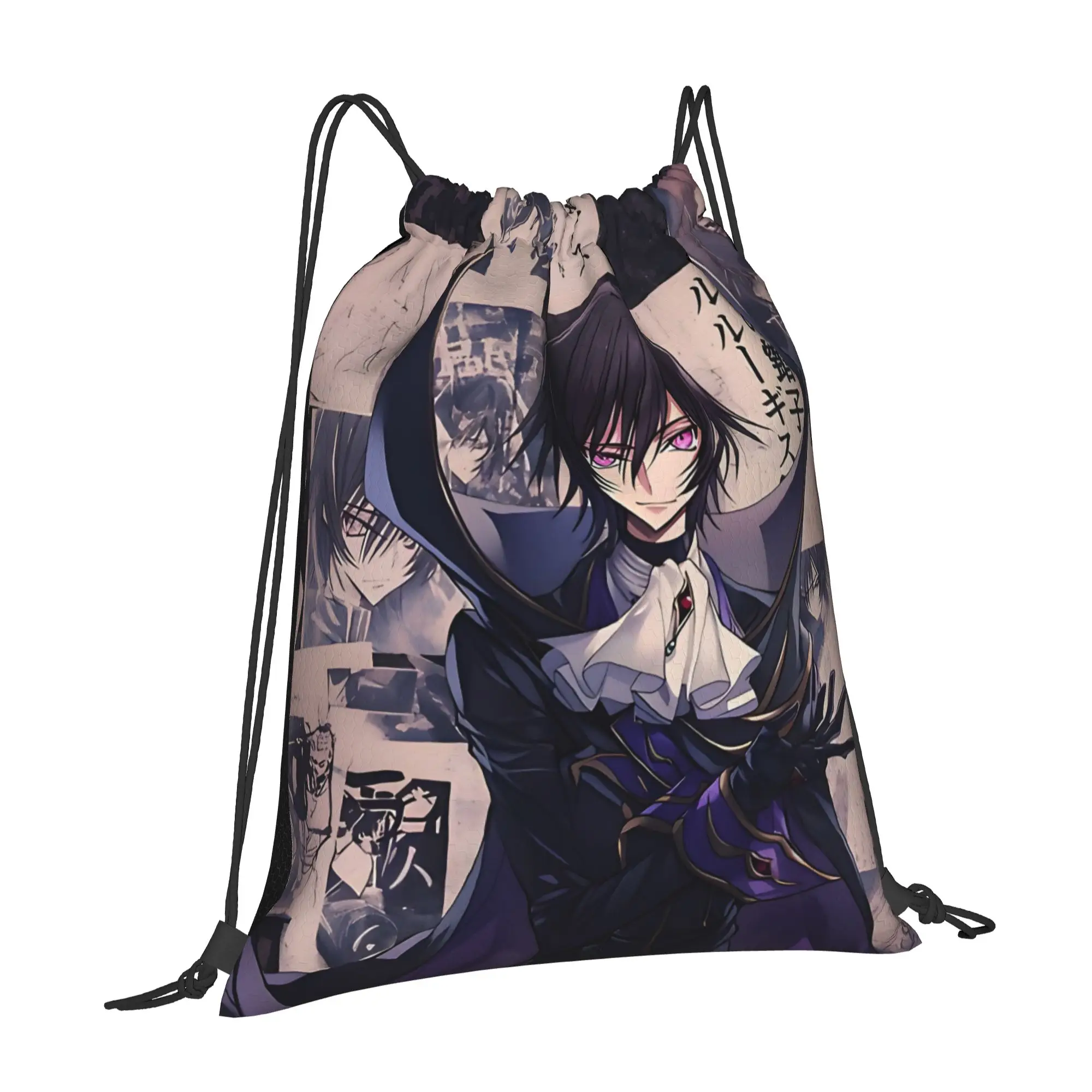 1 pc Lelouch Poster Code Geass Anime Drawstring Bags Shopping Unisex Storage Bag