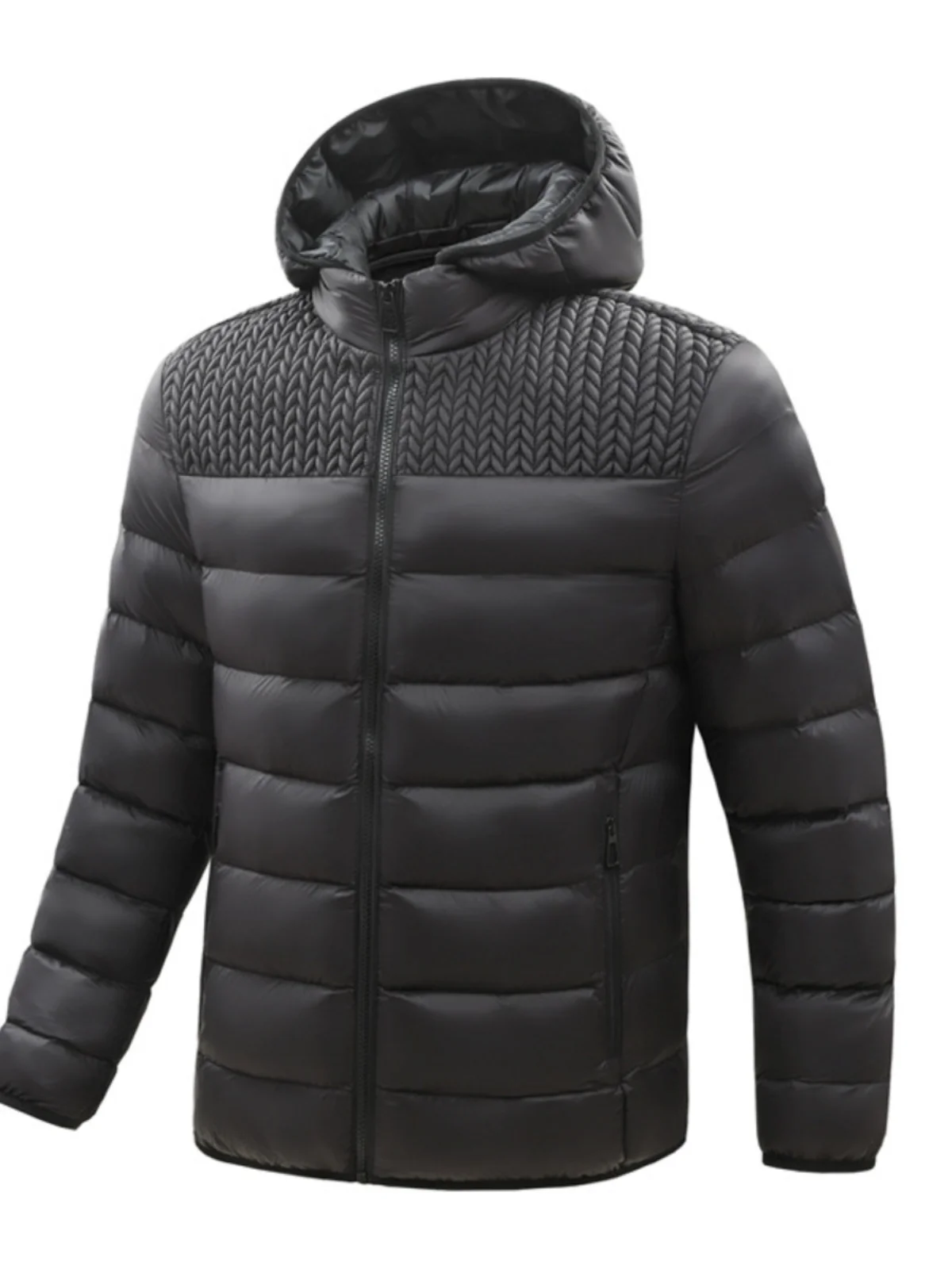 

Warm Hooded Quilted Jaet Men's Faion Simple Sle Cotton Coat Thiened Warm round Hem Basic ular Youth Sle Zipper C...