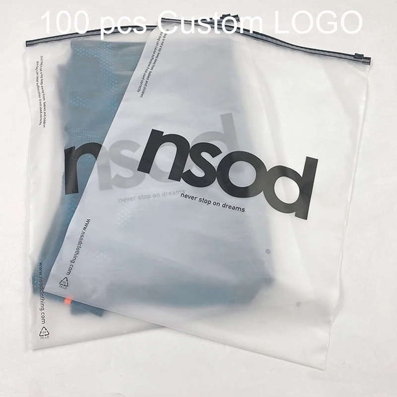 wholesale custom logo frosted plastic bag clothes zip lock self sealing bag clothing packaging frosted zipper bags printed logo