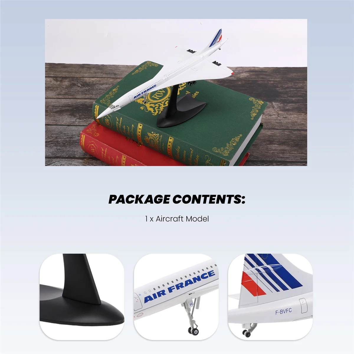 Avión de pasajeros supersónico, modelo de Air France Airways para colección de exhibición estática, 1/200