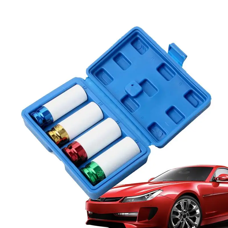 Wheel Lug Nuts Socket 4PCS Tire Lug Nut Socket Set Thin Wall Impact Sockets Wheel Lug Socket For Cars Trucks SUVs 17mm 19mm 21mm