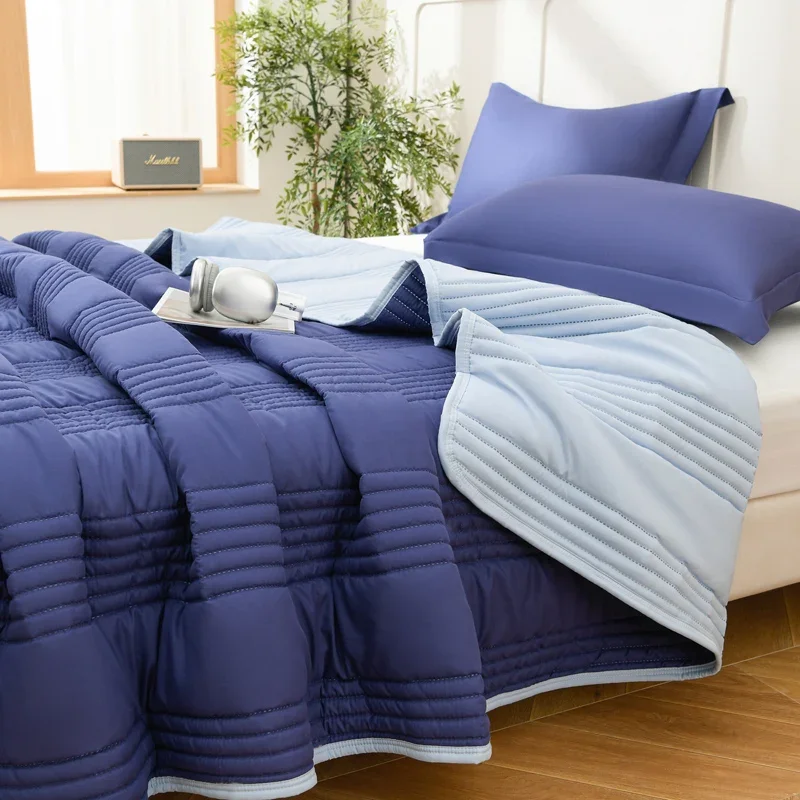 Lightweight Quilted Summer Blanket for Bed Double Sided Soft Breathable Thin Comforter Skin Friendly King Summer Quilt Bedspread