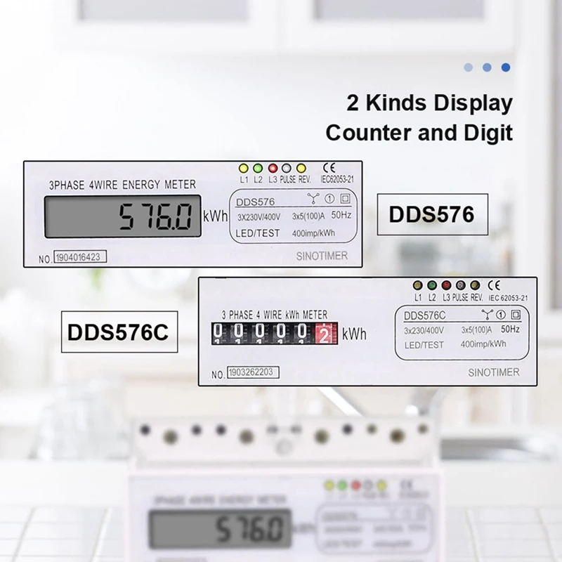 DIN 레일 마운트 A, 3 상 4 선 디지털 전원, 전기 계량기 Kwh 전력 소비 모니터