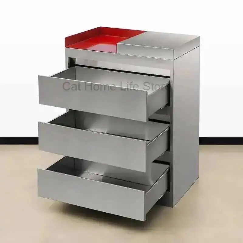 Klappbare Salonwagen aus Edelstahl, Barber GreyTrolley, Kosmetiksteckdosen, Hilfswagen, Schönheitsstühle, Shampoo, Buche, Make-up