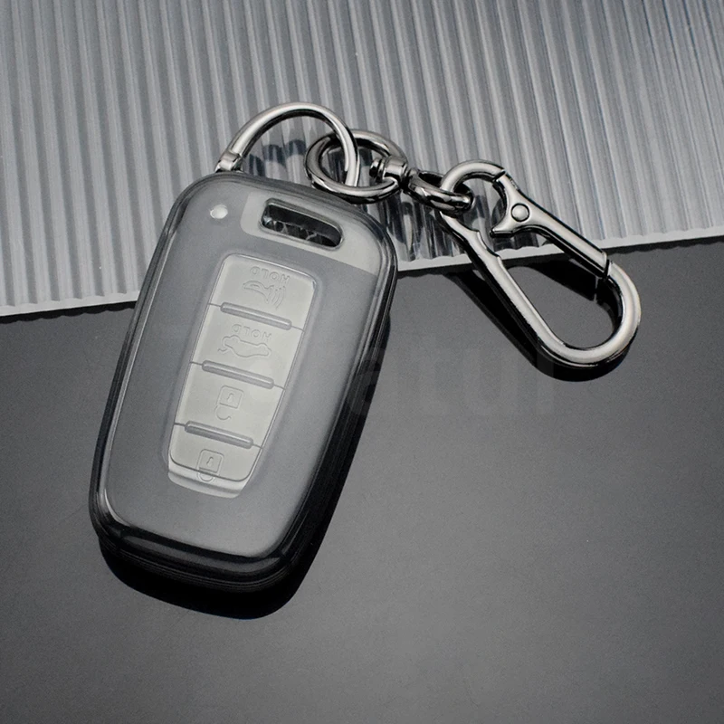 3/4 Button Transparent TPU Car Smart Key Fob for Hyundai Genesis Coupe Sonata Ix35 for KIA Forte Sportage K2 K5 Shell Case Cover