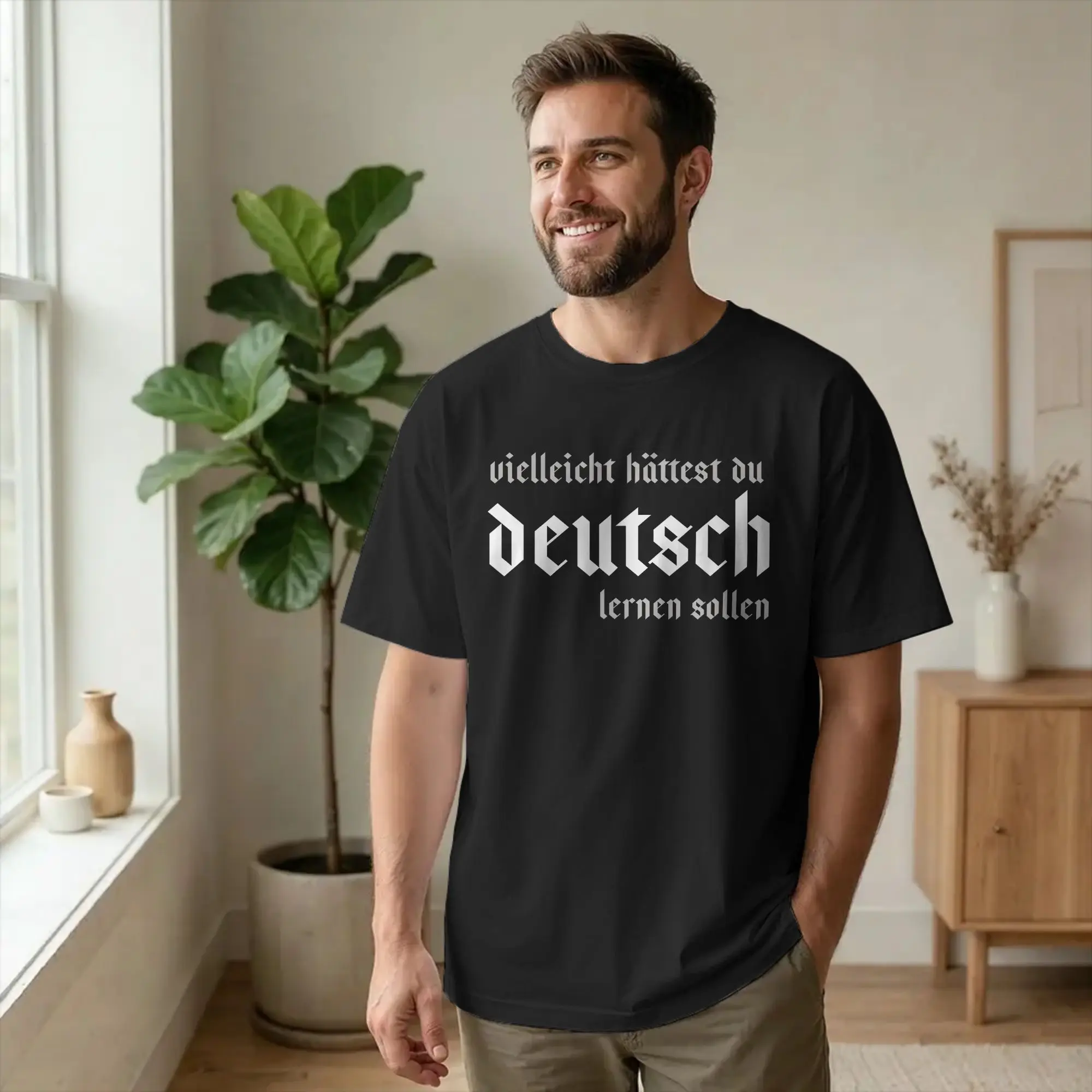 Novelty You Should Learn German T-Shirts Men Pure Cotton T Shirt Funny Saying Deutsch Short Sleeve Tee Shirt Plus Size Clothing