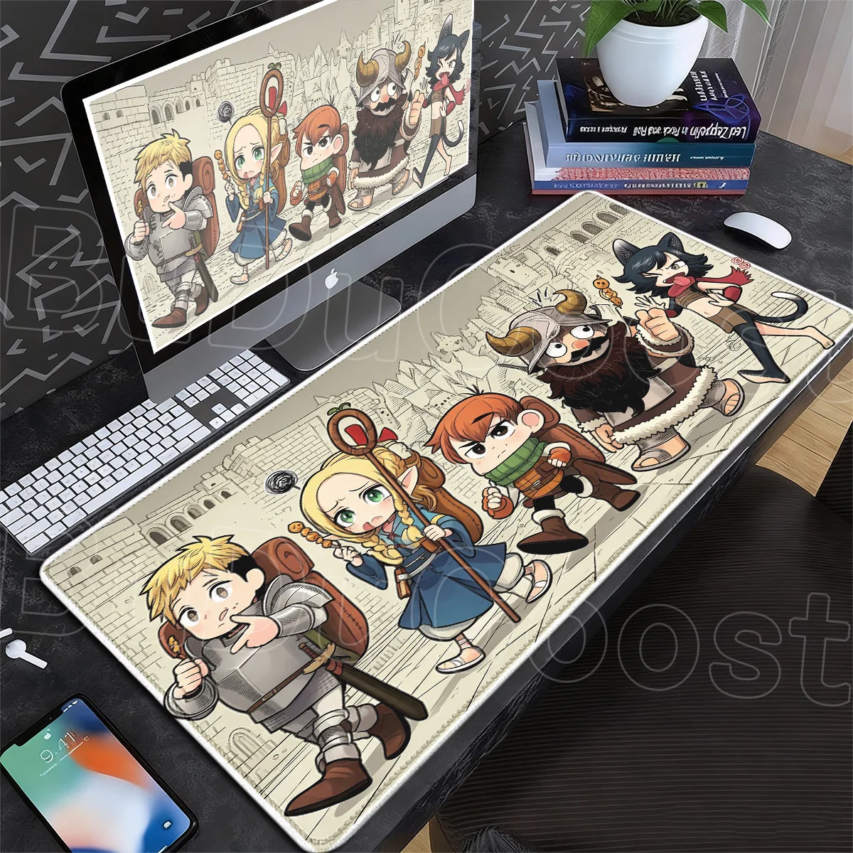Delicious in Dungeon Laios Marcille Chilchuck Senshi Izutsumi XXL Mouse Mat Large PC Stitch Edge E-sport Gamer Keyboard Mousepad