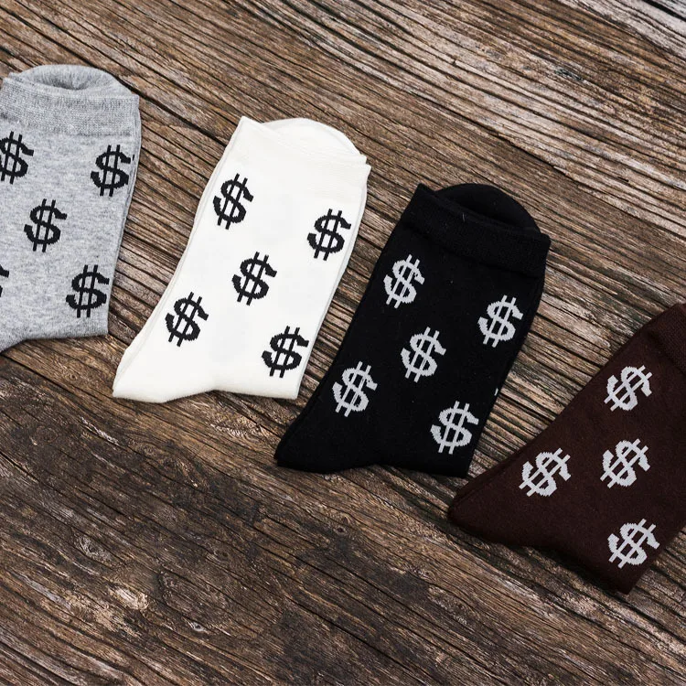 

Men Thermal Socks Winter Warm Funny Dollar Print Black White Crew Sports Mens Causal Thicken happy Socks Cotton Sock Male Sox