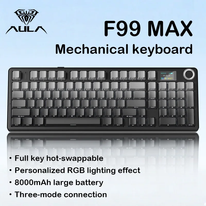 AULA F99 Max Tri-Mode Wireless Mechanical Keyboard Hot Swappable Gasket RGB 1.14