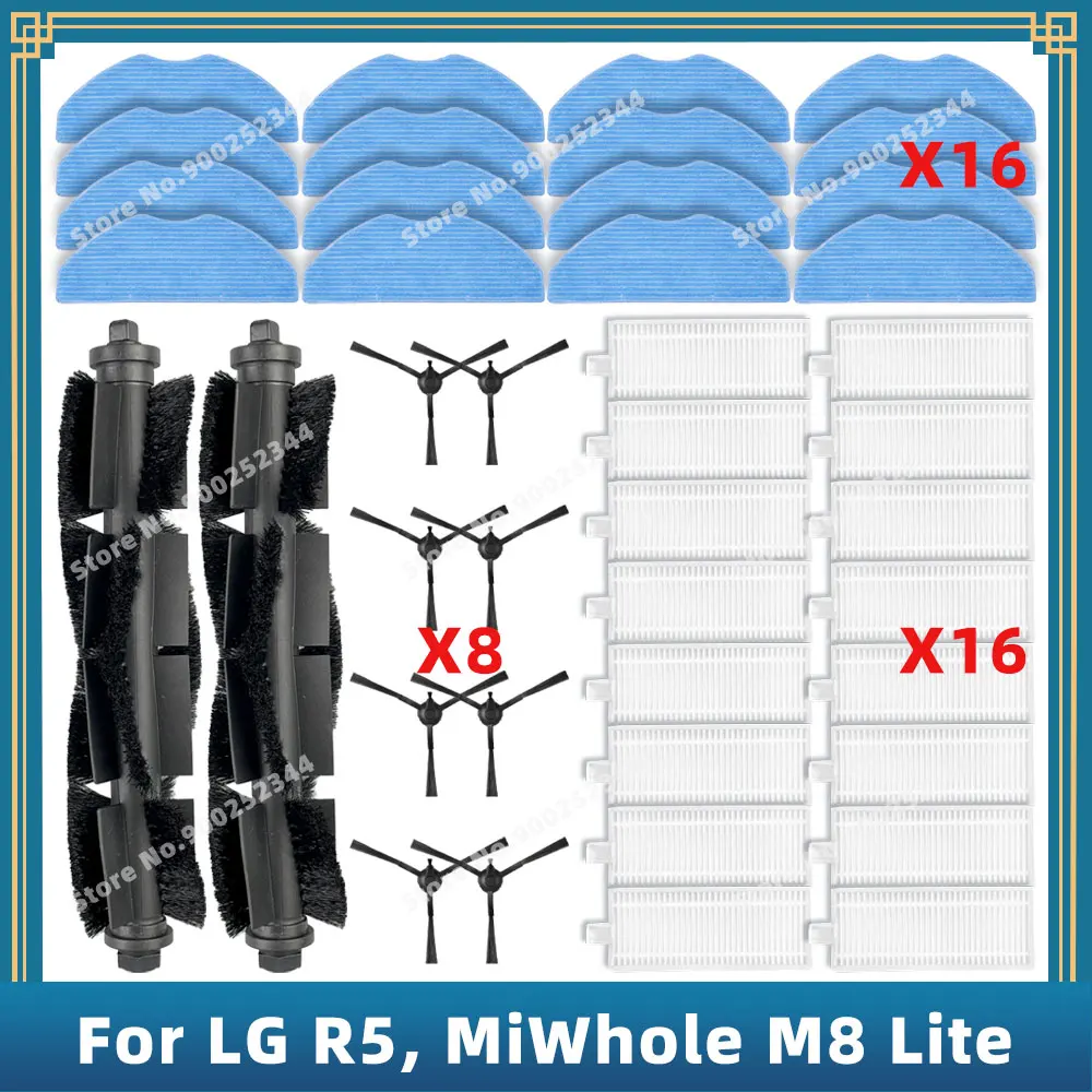 Compatible For MiWhole M8 Lite / LG R5 R580HK, R580WK, R585HKA, R585WKA Replacement Parts Accessories Main Side Brush Mop Filter