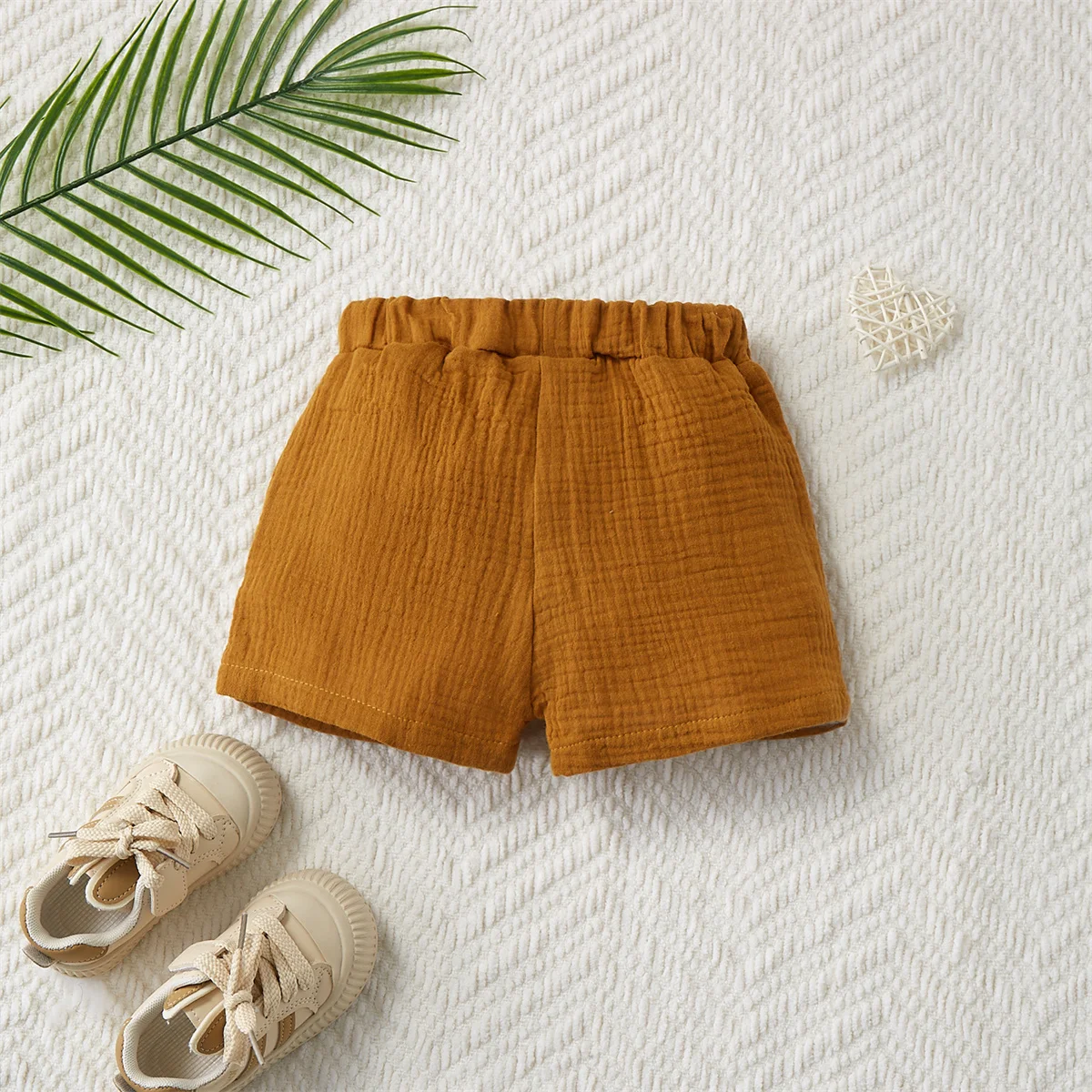 2PCS baby and toddler summer solid color cotton yarn comfortable shorts