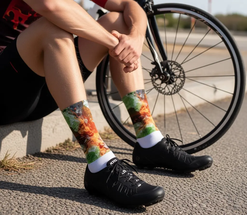 

New Niche Long Tube Cycling Socks, Granite Texture, Color Clash