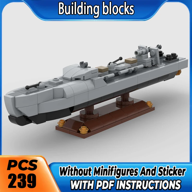MOC Premium Building Blocks Kriegsmarine S-100 Schnellboot WWII Torpedo Boat DIY Assemble Collectible Toy Holiday Christmas Gift