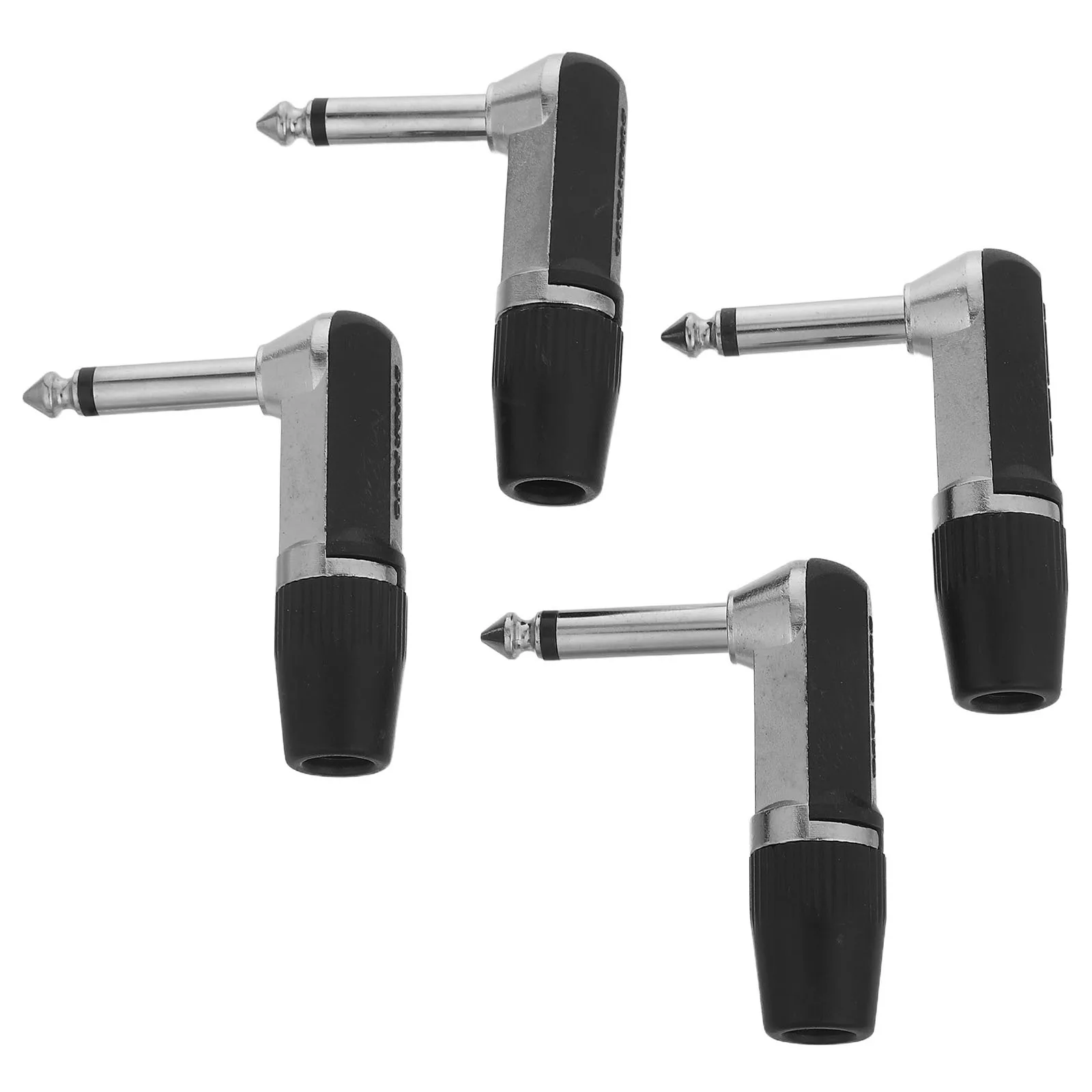 

4Pcs Right Angle Microphone Mono Audio Plug Heavy Duty Connector Jack Adapter Durable Metal Construction for Guitar Speaker