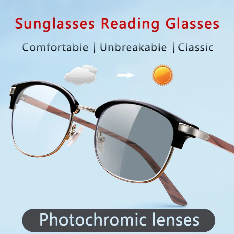 

Sun Photochromic Reading Glasses for Men Magnifying Presbyopic Eyeglass Diopters:+0.75+1+1.25+1.5+1.75+2+2.25+2.5+2.75+3+3.5+4.0