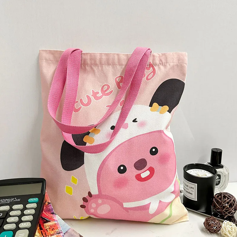 

Cartoon Cute Canvas Shoulder Bag Women's Large Capacity Tote Bag Casual Student Handbag Fashion Shopping Bag