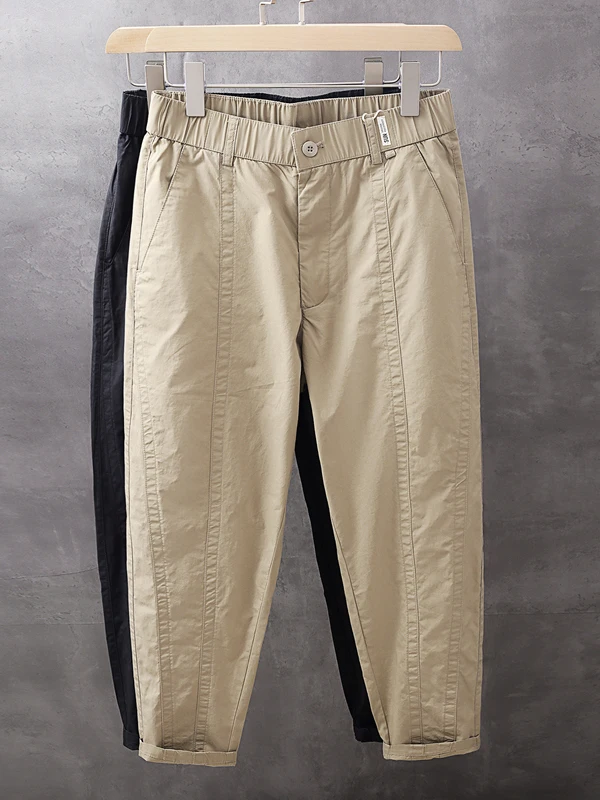 

Summer New Faion Men's Casual Pants Loose Thin Cotton Pure Color Retro Japanese Sle Harajuku Long Trousers Breathable