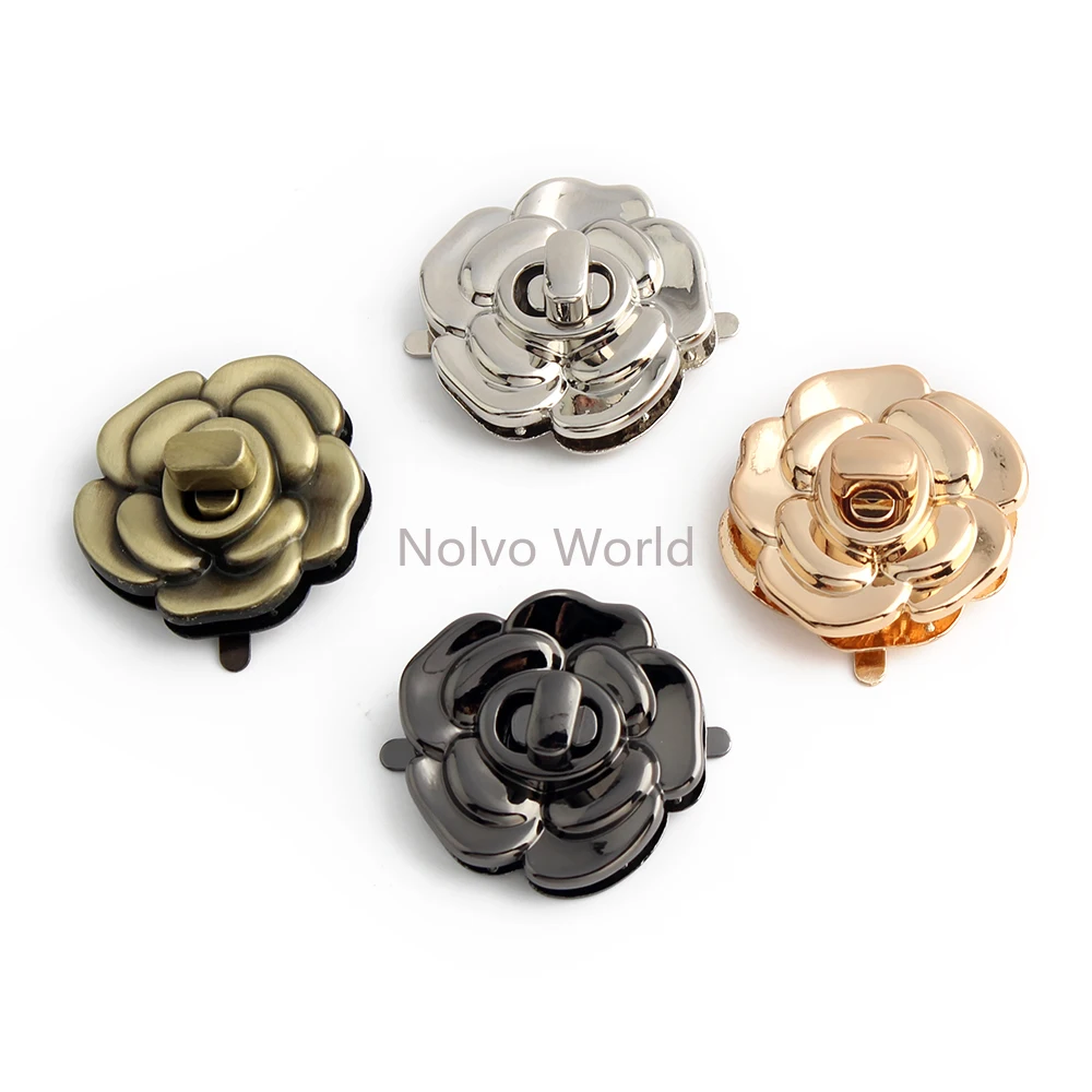 6Sets Metal Flower Shape Clasp Turn Lock Twist Locks For DIY Handbag Shoulder Bag Closure Purse Purse Replace Repair Accessories