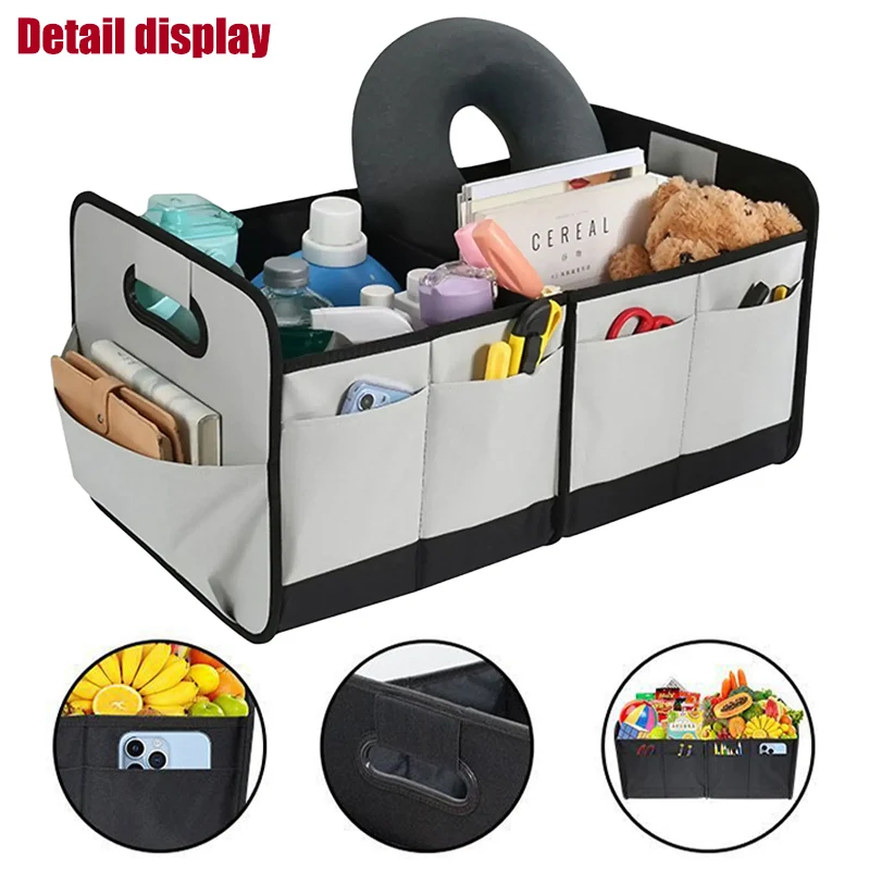 Collapsible Car Trunk Storage Organizer Foldable Waterproof Multi Compartment Car Organizer Fits For All Cars, SUVs, Vans