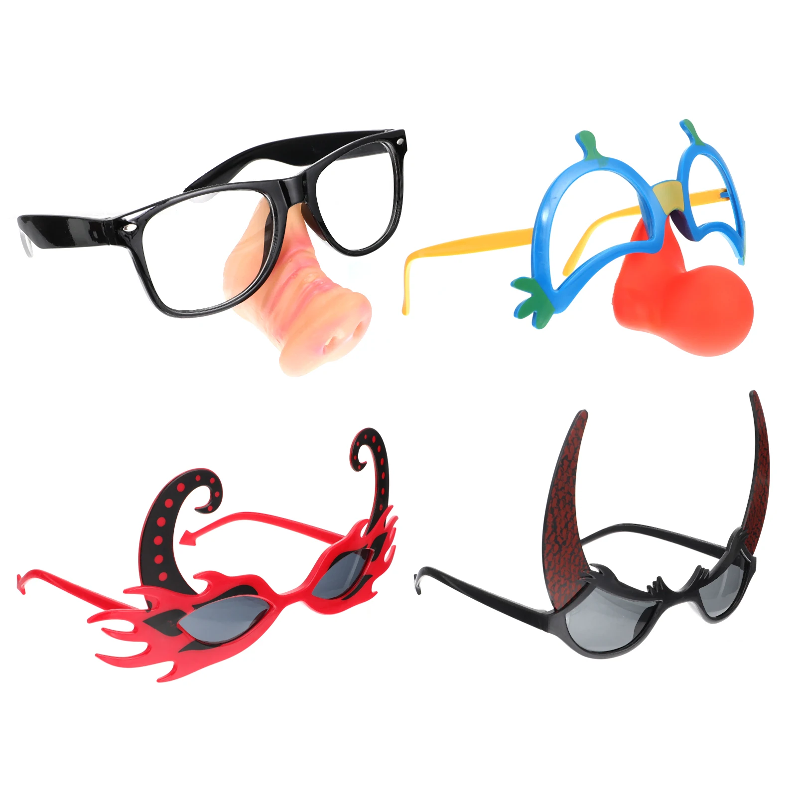 

4 Pcs Party Glasses Halloween Funny Demon Accessories Small Clown Nose Pig Nose Black Frame Perfect for Photo Props Events