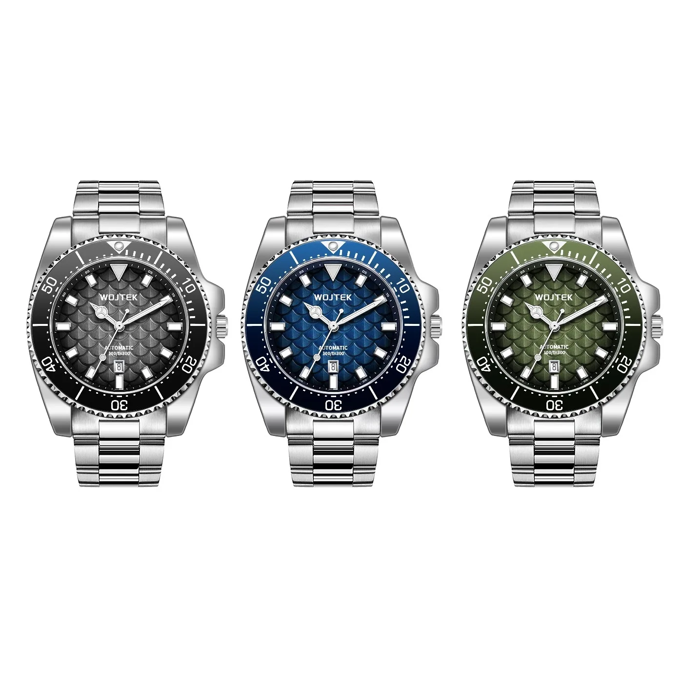 

Мужские автоматические механические часы WOJTEK со стальным ремешком, водонепроницаемые, светящиеся, модные деловые часы для мужчин