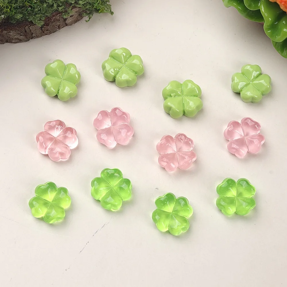 10pcs Mini Kawaii Cute Four Petal Leaves Flat Back Cabochons Scrapbook Diy  Party Hairpin Accessories Home Decoration Craft