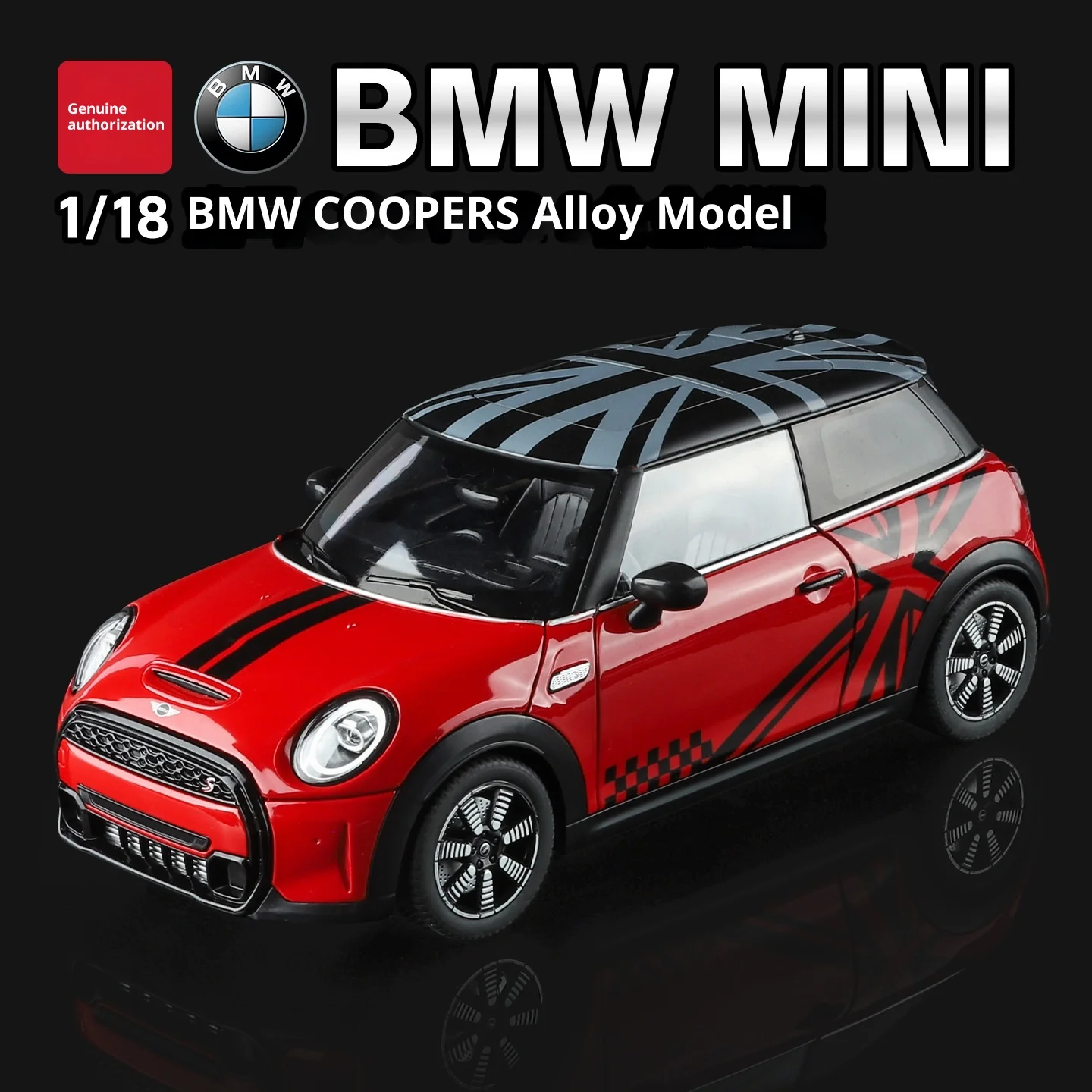 Modelo de Carro em Miniatura BMW 1:18 MINI Cooper S Licenciado em Liga de Metal com Portas Abertas, Colecionável e Acessório para Fotografia