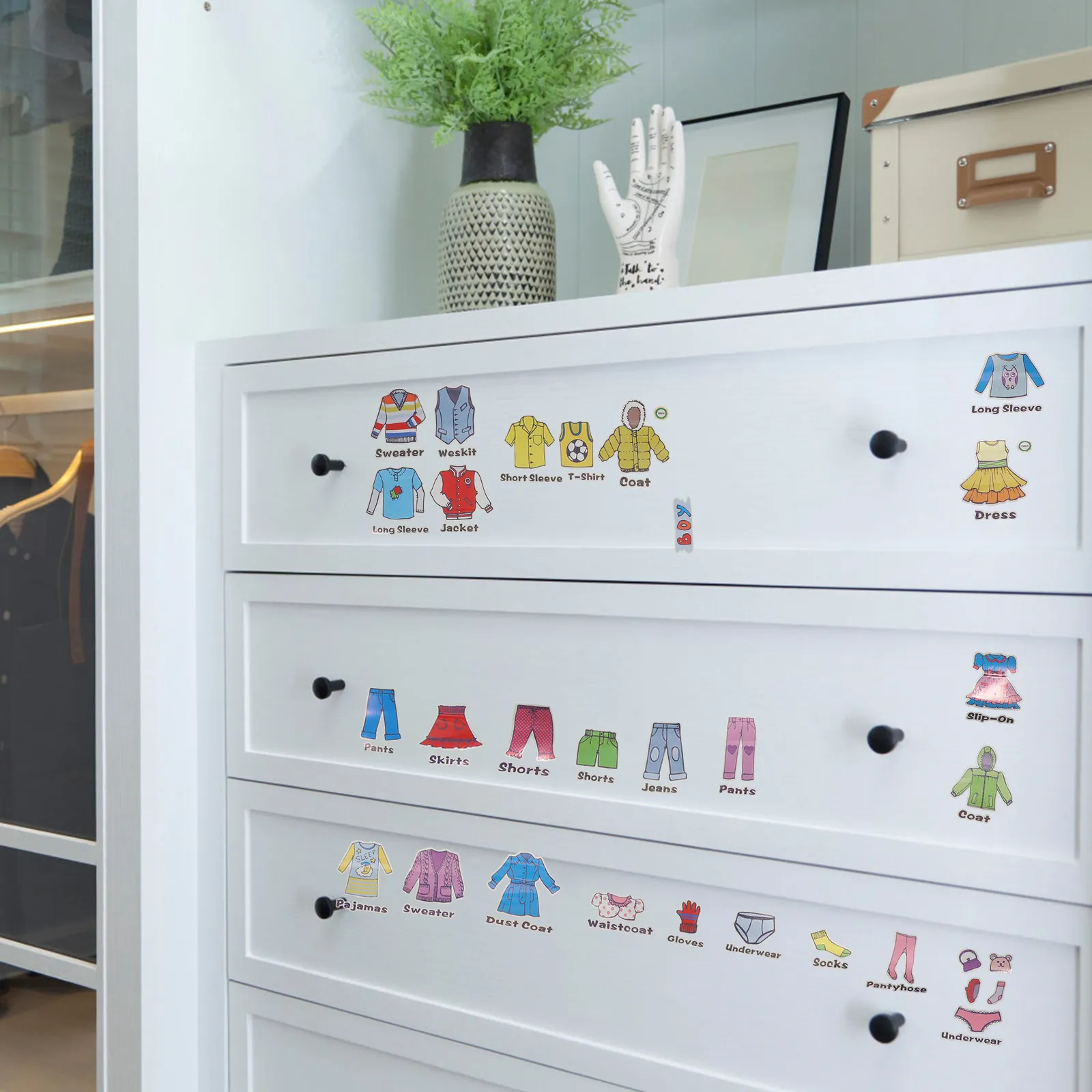 Clothing Labels Wardrobe Clothing Decals Closet Decals Wardrobe ganization Dresser Sort Sticker PVC Material Storage