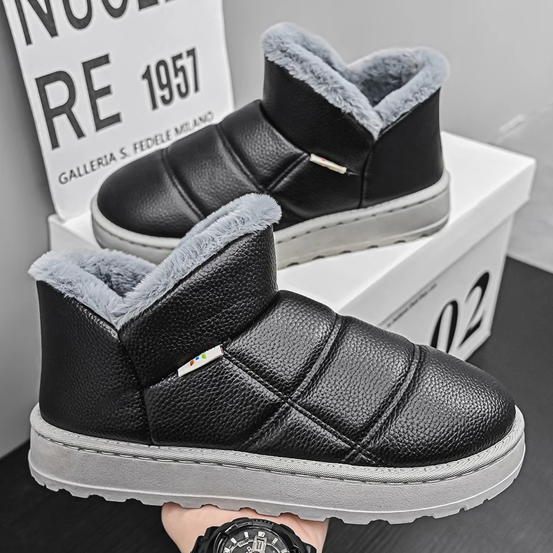 

Winter Solid Color Warm Snow Boots Men's Plus Velvet Anti-cold Cotton Shoes Outdoor Trendy Non-slip Wear-resistant Casual Shoes