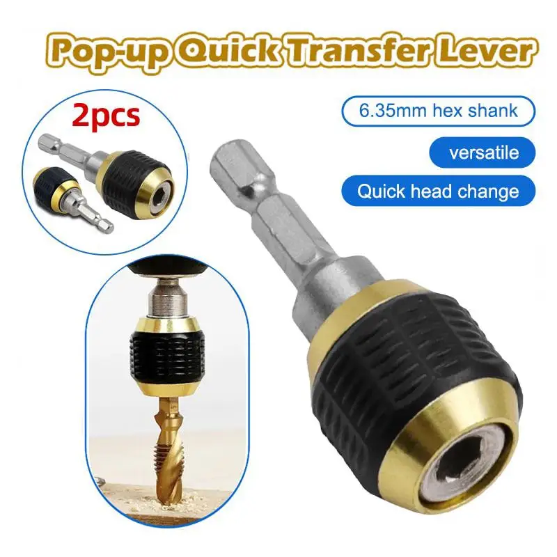 2 Pcs Quick Change Drill Bit Holder Extension 1/4 Hex Shank Coupling Release For Wrench Bits