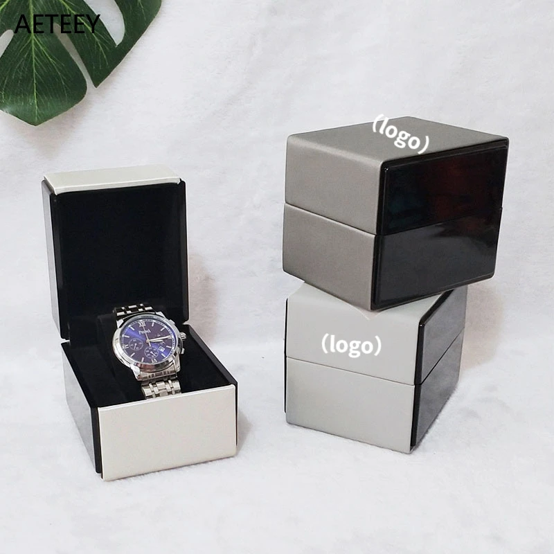 Free Customized Logo on Surface or Inside of Watch Box Display Case Luxury Gift PU Display Boxes Shadowboxes Apple Watch Stand