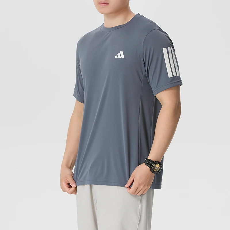 

Adidas T-Shirt Men's Fitness Wear Quick-Drying Short-Sleeved Running Sports Breathable Three-Stripes Round-Neck Top Ku8731