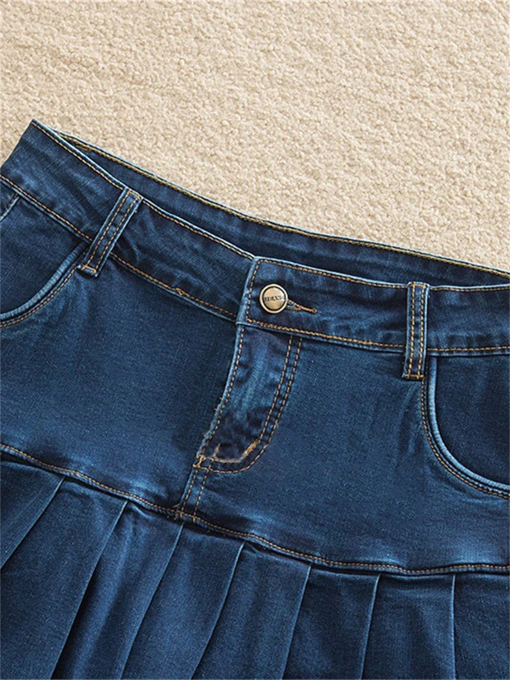 Denim Skirt With Ruffles 6XL 7XL Harajuku Jeans Skater Woman High Waist Bottom Female Casual Pleated Micro Mini Short Jurken