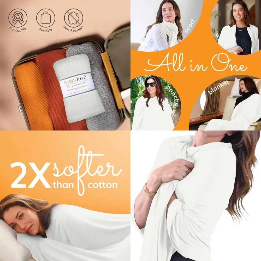 

Women's Lightweight Pashmina Travel Shawl - 68x35in, Airplane Blanket Scarf, Made in USA