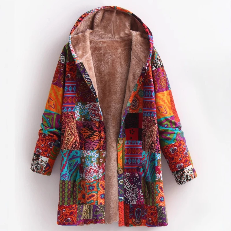 Parkas Women Coats Hooded Jackets Long Coat Casual Loose Print Thick Warm Y2k Streetwear Elegant Jacket Work Autumn Winter