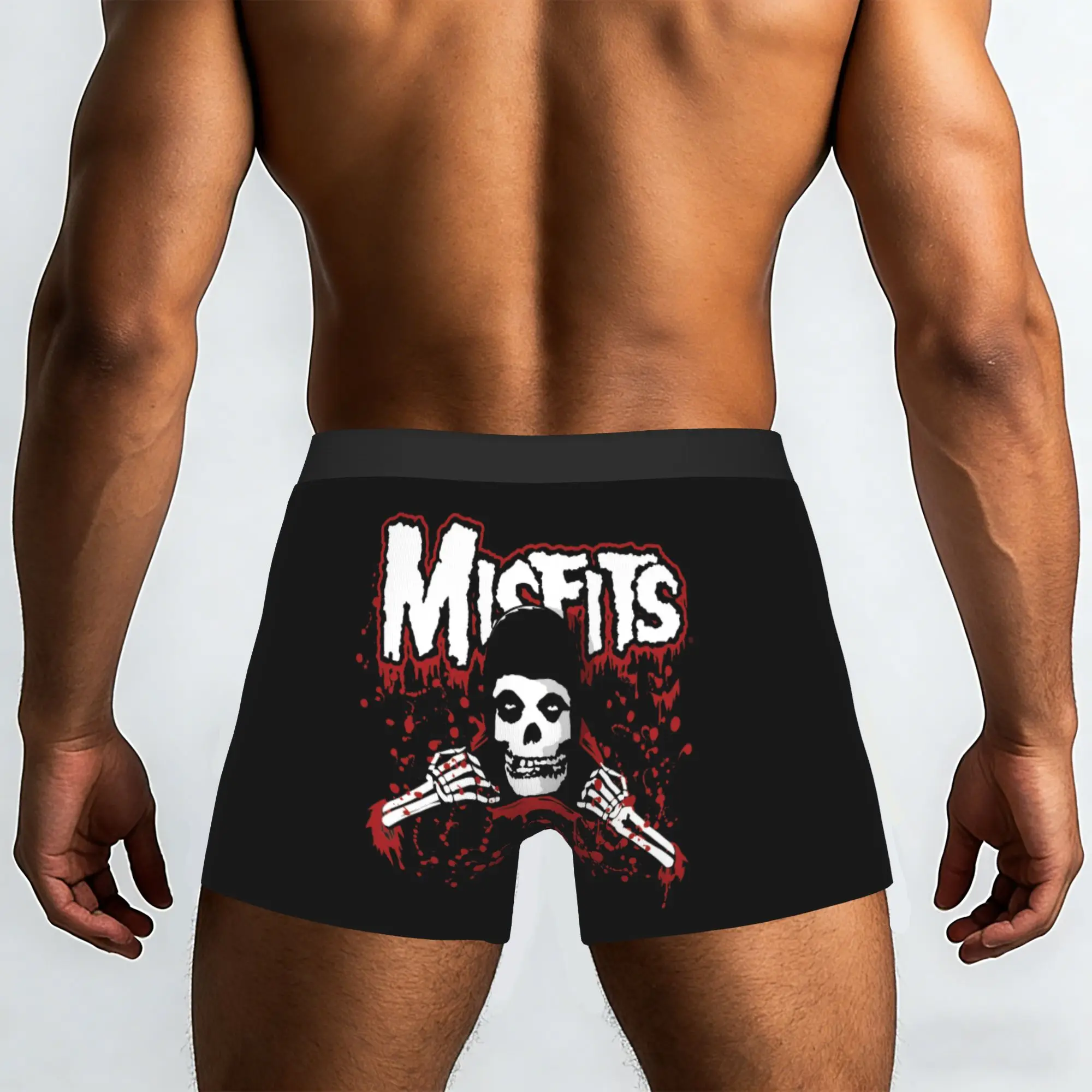 Custom Rock Punk Band Misfits Skull Face Heavy Metal Underwear Men Stretch  Boxer Briefs Shorts Panties Soft Underpants For Male
