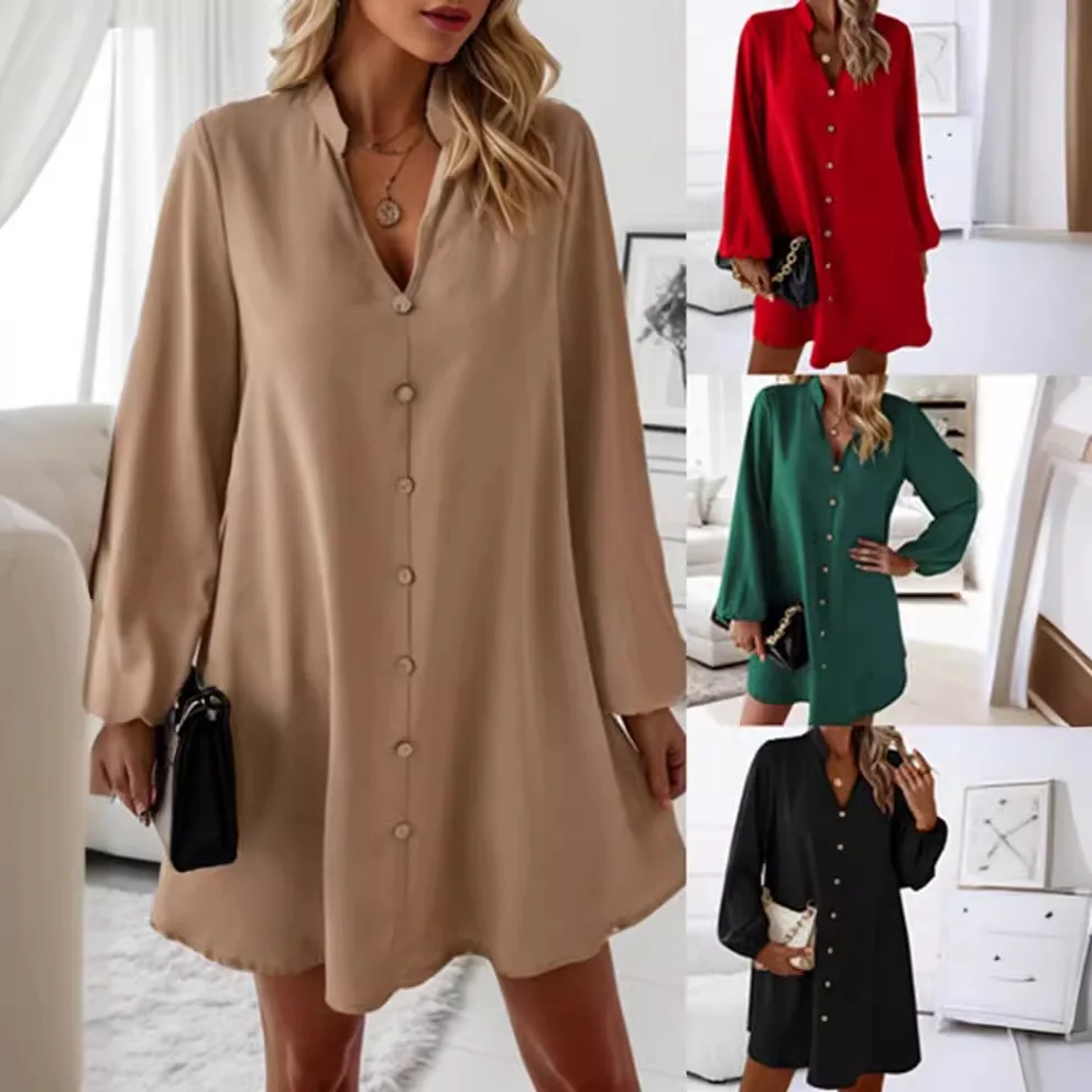 Elegante Damen kleider Herbst neue lose und modische lang ärmel ige Mini-Shirt Kleid Kleider damen schwarze Kleider Frauen