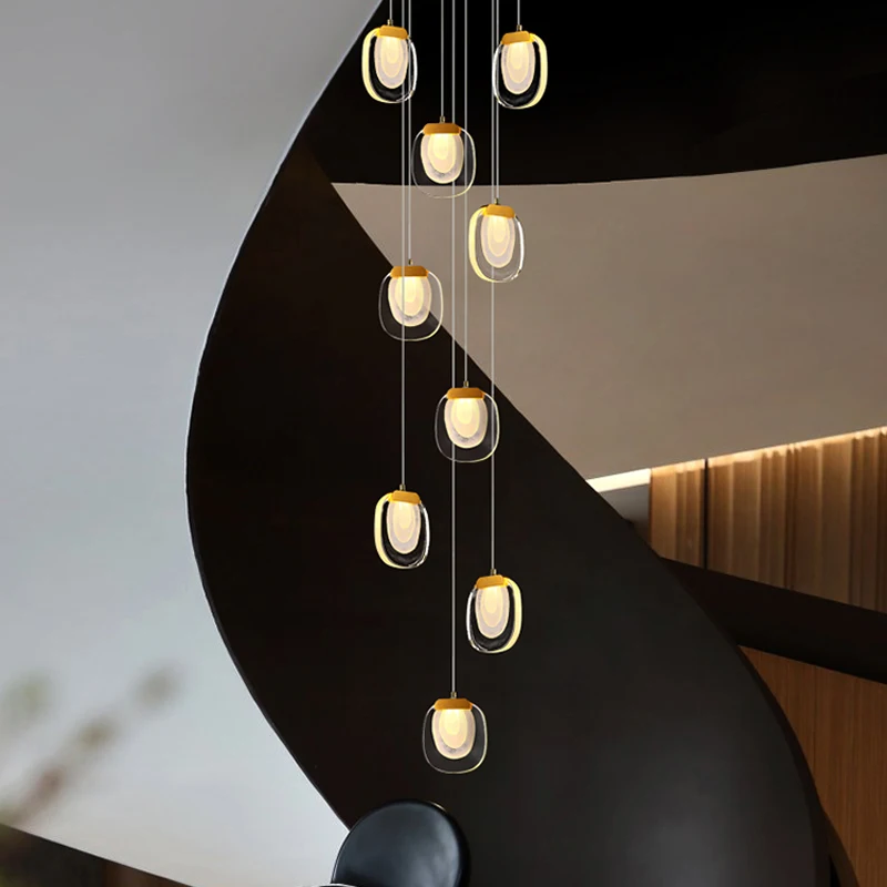 Sugar Crystal LED Pendant Chandelier – Art High Ceiling Pendant Lamp For Rotating Staircase Lighting Indoor Decor Custom Lamp