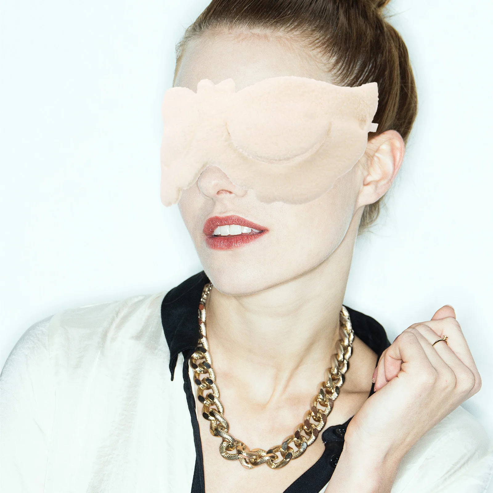 قناع منشفة الوجه القابل لإعادة الاستخدام للعلاج البارد الساخن، تصميم مزدوج الطبقات مع رقعة عين لتجربة استرخاء مناشف قناع الوجه #1