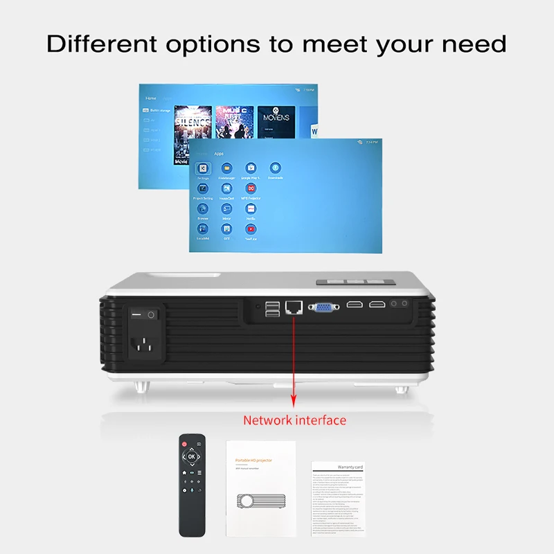 Fabriek Prijs Mini Projector Q8 6000 Lumen 1080P Home Theater Outdoor Projector 4K Mobiele Telefoon Proyector