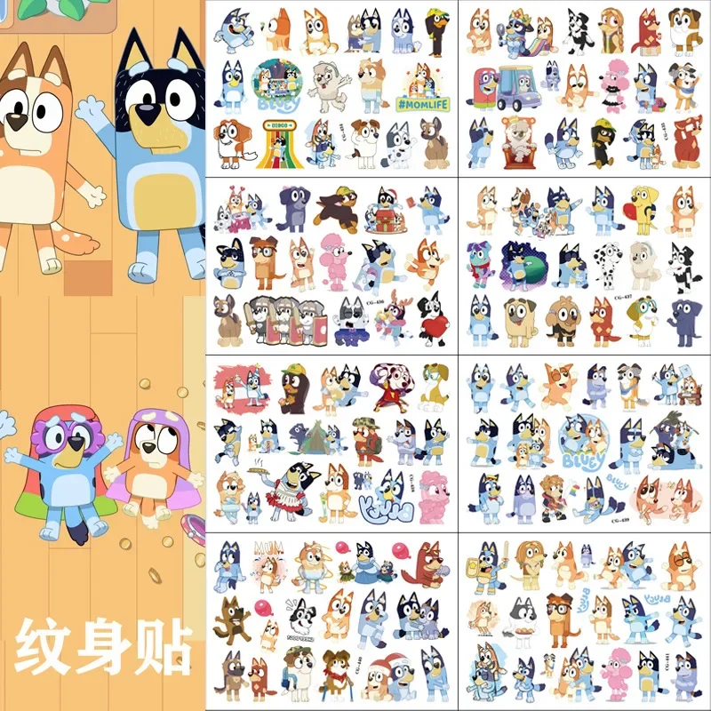 Bluey Bingo Chilli Tattoo Stickers Children's Toys Cartoon Anime Water Transfer Sticker Kids Birthday Party Decoration Cute Gift