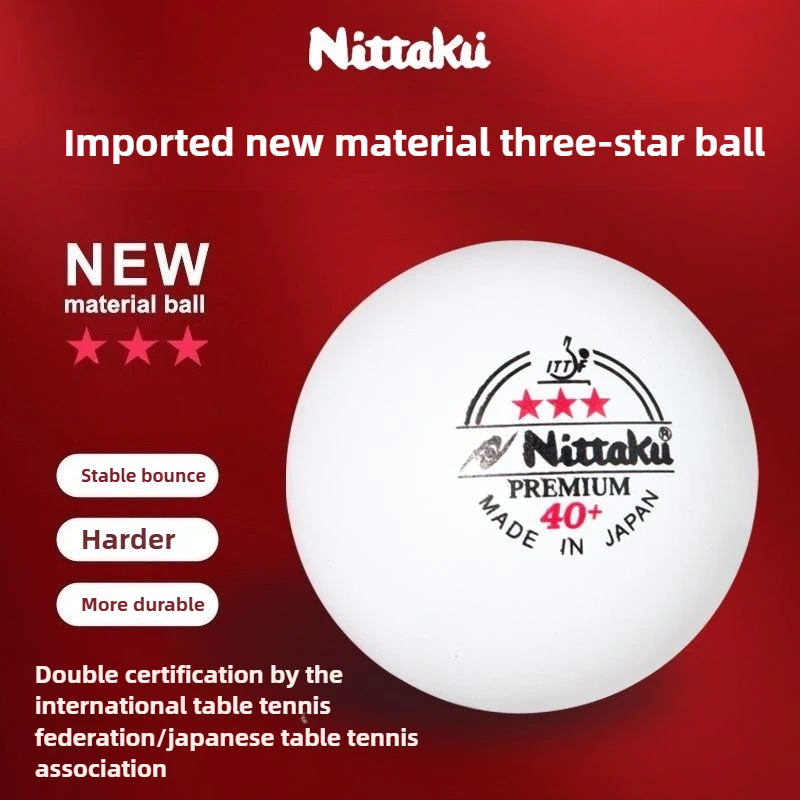 Nittaku 3-Star 40+ كرات تنس الطاولة مادة ABS ملحومة كرات بينج بونج المهنية المميزة للمنافسة 3 كرات/1 صندوق