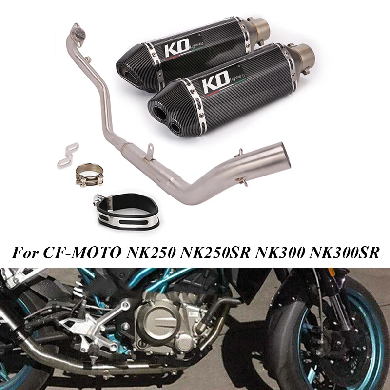 

For CF-MOTO NK250 NK250SR NK300 NK300SR Motorcycle Full Exhaust System Front Link Pipe Slip On Muffler Tail Tips With DB Killer